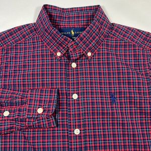 Ralph Lauren Red and Blue Plaid Kids Button Down Shirt